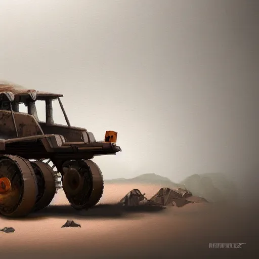 Prompt: concept art of small mining vehicle by Dawid Michalczyk