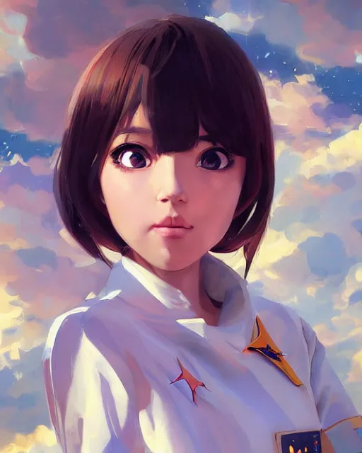 Image similar to portrait Anime space cadet girl cute-fine-face, pretty face, realistic shaded Perfect face, fine details. Anime. realistic shaded lighting by Ilya Kuvshinov Giuseppe Dangelico Pino and Michael Garmash and Rob Rey, IAMAG premiere