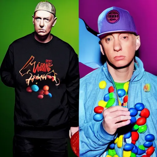 Prompt: eminem in an m & m's commerical