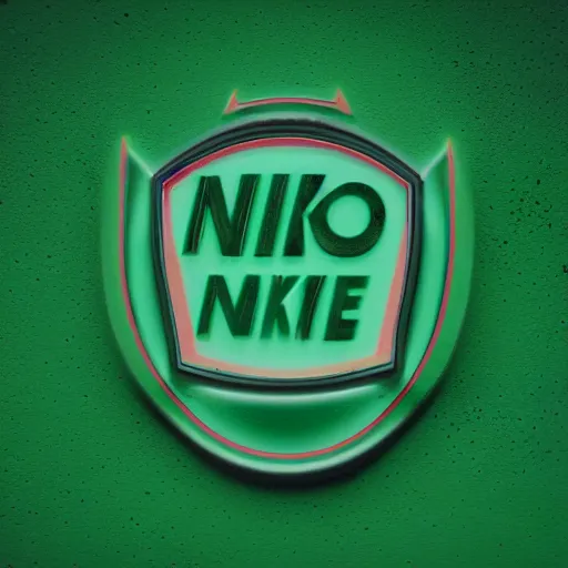 Image similar to beautiful reverse nike logo, emergency, green background, photo realistic, octane render, hyper detailed, blurred photo