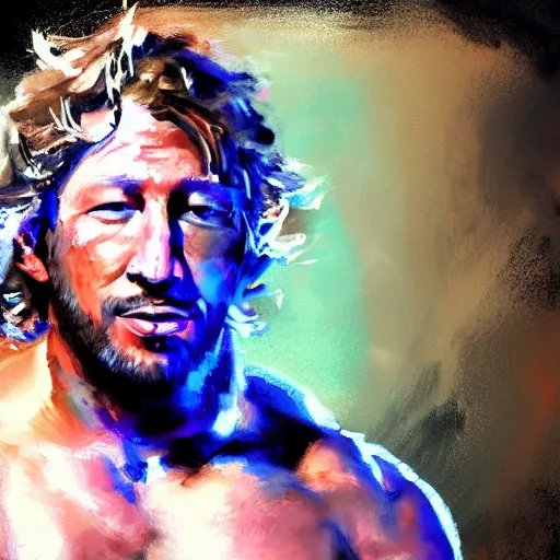 Prompt: beautiful portrait of Kenny Omega , painterly, brush stroke oil painting, dynamic lighting, imagine fx, artstation