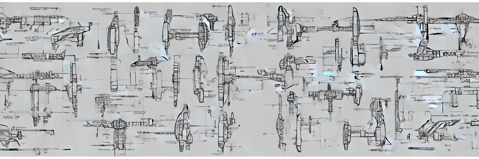 Prompt: highly detailed schematic, technical drawing, GUNDAM frame, parts, annotations