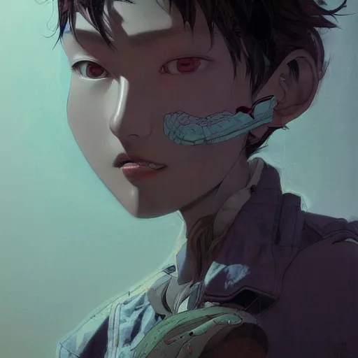 Prompt: prompt : stealthy character portrait soft light painted by james jean and katsuhiro otomo and erik jones, inspired by evangeleon anime, smooth face feature, intricate oil painting, high detail illustration, sharp high detail, manga and anime 1 9 9 9