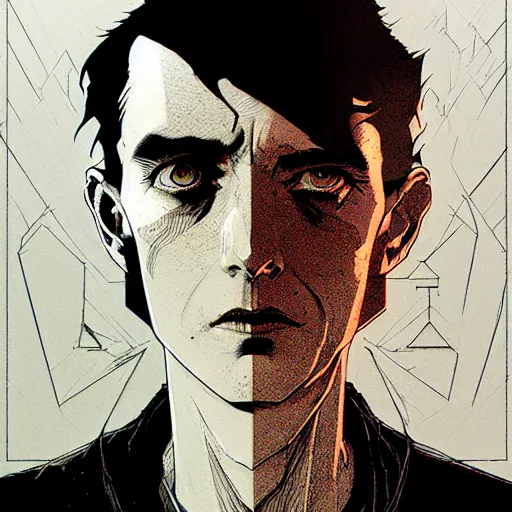 Image similar to portrait top light, by killian eng and bernie wrightson and martin deschambault and conrad roset, inspired by city of lost children, etching, fine, sharp high detail,