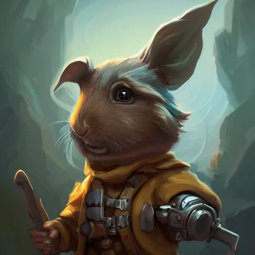 Prompt: cute little anthropomorphic Guinea Pig dressed Jetstream Sam, ultra wide lens shot , tiny, small, short, cute and adorable, pretty, beautiful, DnD character art portrait, matte fantasy painting, DeviantArt Artstation, by Jason Felix by Steve Argyle by Tyler Jacobson by Peter Mohrbacher, cinematic lighting