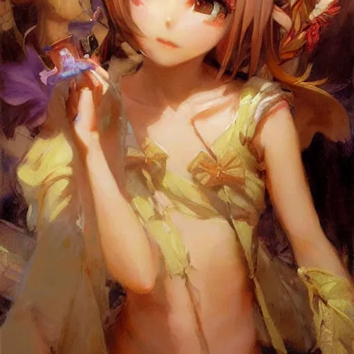 Image similar to cute dreamy anime girl faces, chibi art, painting by gaston bussiere, by craig mullins, j. c. leyendecker