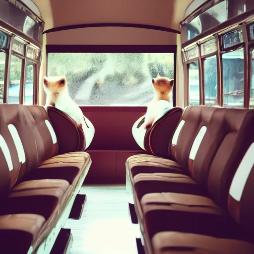 Image similar to photo of a coach bus interior, a brown hamster is sitting on a seat, various poses, unedited, soft light, sharp focus, 8 k