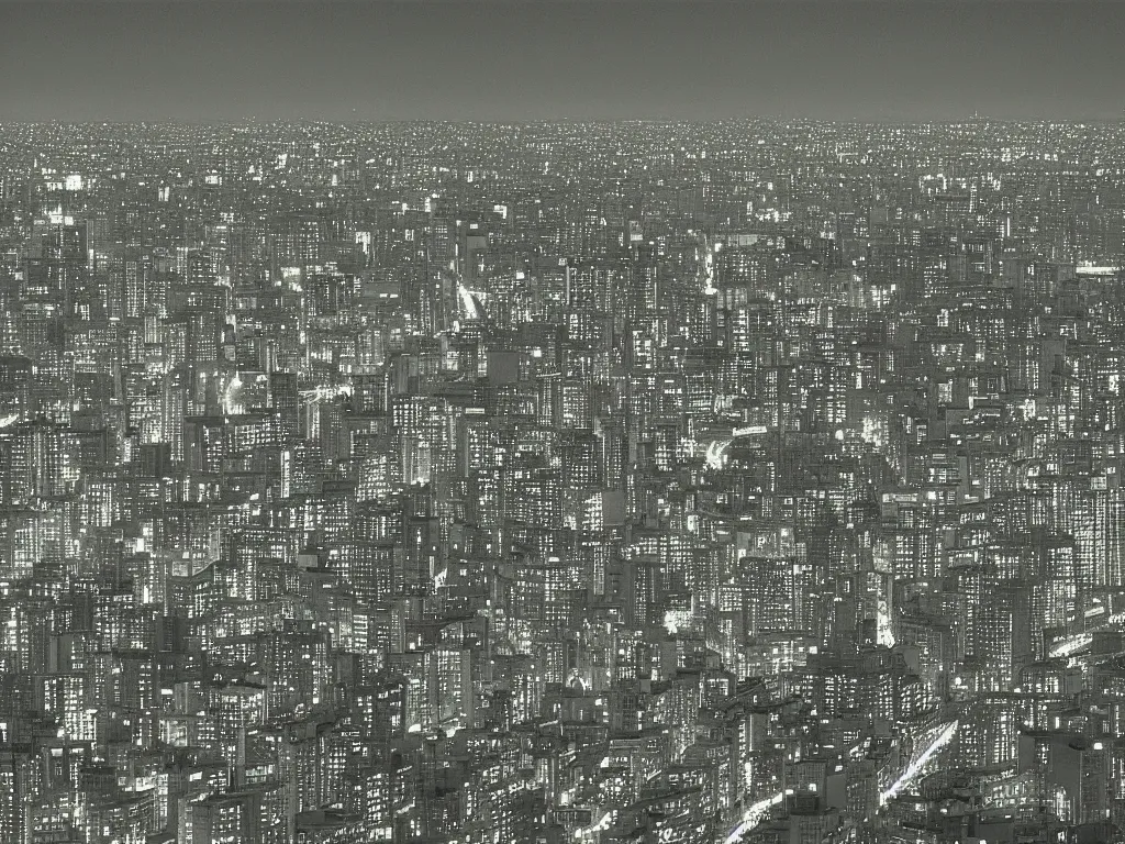 Prompt: “a view of tokyo at night from the top of a building, a matte painting by Ryoji Ikeda, flickr, sōsaku hanga, cityscape, nightscape, flickr”