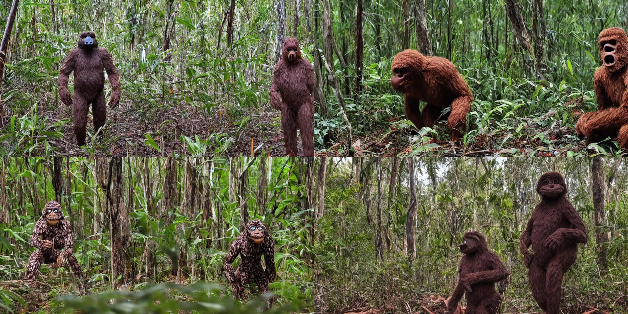 Prompt: a yowie spotted in the Australian bush