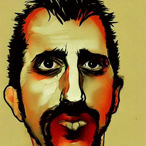 Prompt: Serj Tankian by Dave McKean