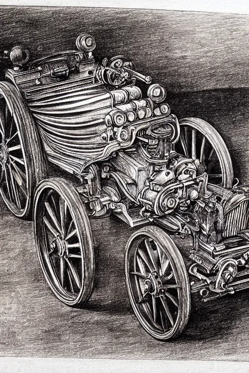 Image similar to highly detailed drawing of a car by albrecht durer