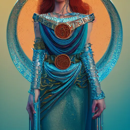 Prompt: helen of troy as a master sorceress, intricate and vibrant nature colors, tarot card, full of silver layers, portrait, trending on artstation, incredible blue and red lightning illustration, exquisite detail, octane render, 8 k postprocessing