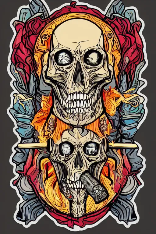 Image similar to A portrait of a god of death that is a thug, sticker, colorful, illustration, highly detailed, smooth and clean vector curves, no jagged lines, vector art, smooth