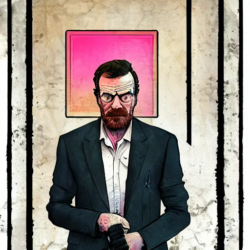 Prompt: Bryan Cranston Disco Elysium-style portrait, by Aleksander Rostov