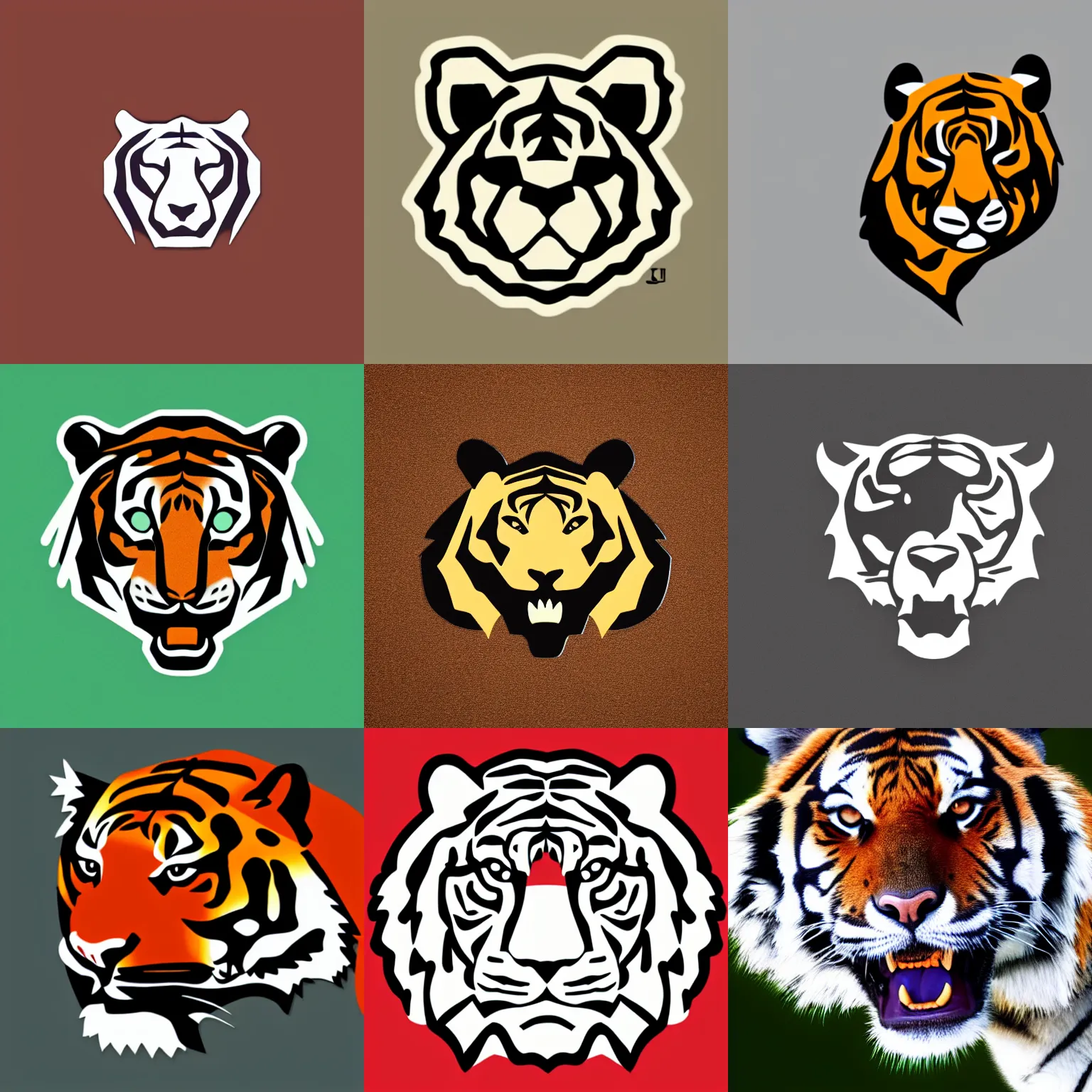 Prompt: tiger head, minimalist logo