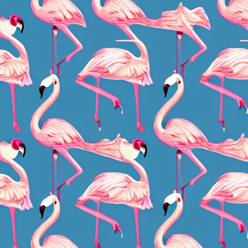 Image similar to a repeating pattern of flamingos