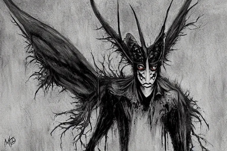 Image similar to mad horror painting of mothman by ben templesmith