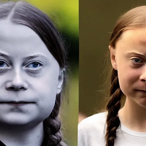 Prompt: Greta Thunberg with Elon's face