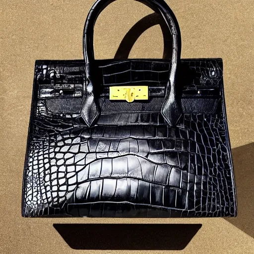 Image similar to 👜 made of 🐊!! Product photo, backlit,