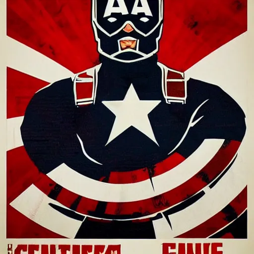 Image similar to Captain America Soviet Propaganda poster by Shepard Fairey, Organic Painting , Matte Painting, geometric shapes, collage, hard edges, graffiti, street art:2 by Shepard Fairey:4