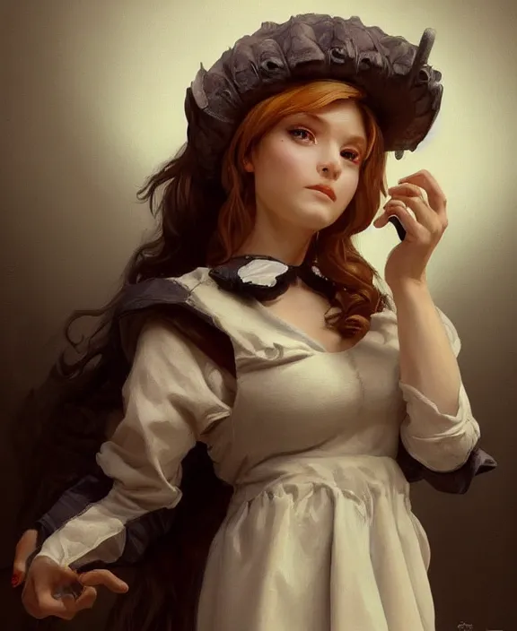 Image similar to female anthropomorphic sheep in maid outfit, realistic portrait, highly detailed, digital painting, artstation, concept art, smooth, sharp focus, illustration, cinematic lighting, art by artgerm and greg rutkowski and alphonse mucha and boris vallejo and frank frazetta