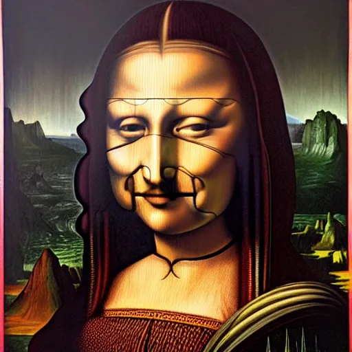 Image similar to monalisa by jacek yerka, alex gray, zdzisław beksiński, dariusz zawadzki, jeffrey smith and h.r. giger, oil on canvas, 8k highly professionally detailed, trending on artstation