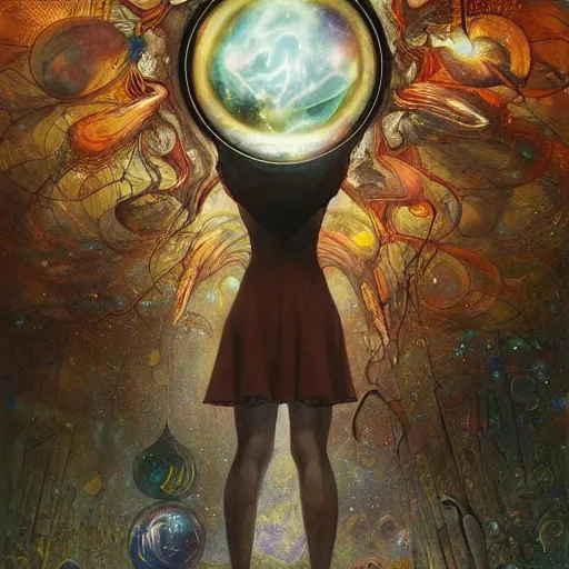 Image similar to Esao Andrews, scifi nightscape, planets, gigantic mirror, hyperrealistic surrealism, award winning masterpiece with incredible details, epic stunning, infinity pool, a surreal vaporwave liminal space, highly detailed, trending on ArtStation, artgerm and greg rutkowski and alphonse mucha, daily deviation, IAMAG, broken giant marble head statue ruins, calming, meditative