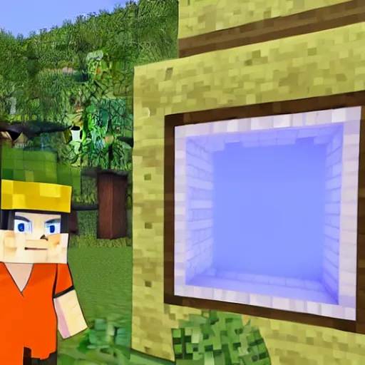 Image similar to Naruto playing Minecraft