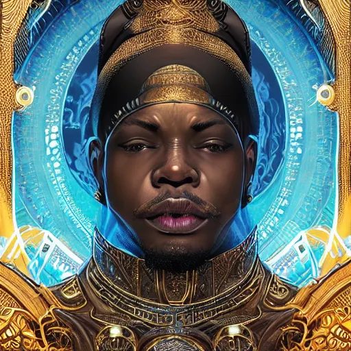 Image similar to symmetry!! an african moor wearing white robes and turban entering the voidspace. ornate, golden, steampunk stargate. front game card. marvel comics. dark. intricate. highly detailed. smooth. artstation. digital illustration by ruan jia, mandy jurgens, artgerm, wayne barlowe, greg rutkowski, and zdislaw beksinsk.