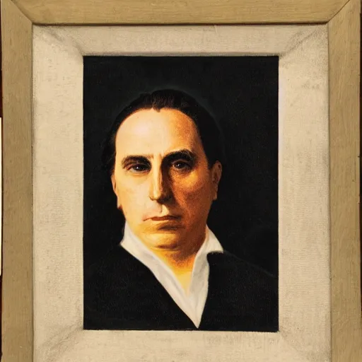 Prompt: portrait of Julius Evola, in the style of the Hudson River School