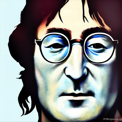 Image similar to a portrait of John Lennon, pixel art, hyper realistic, HD, HQ, photo realistic