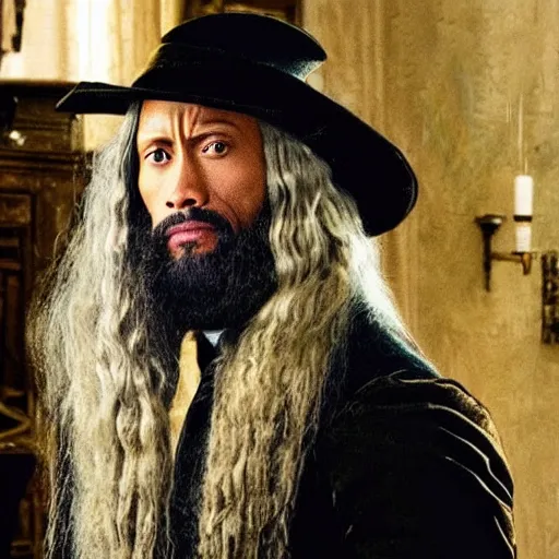 Image similar to Dwayne Johnson as Dumbledore