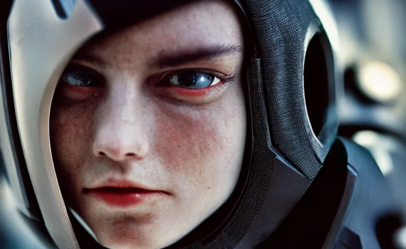 Prompt: cinestill 5 0 d candid photographic portrait by steve mccurry of a feminine male android wearing black techwear on a brutalist dystopian spaceship, extreme closeup, modern cyberpunk moody emotional cinematic, liminal overgrown, 8 k, hd, high resolution, 3 5 mm, f / 3 2, ultra realistic faces, ex machina