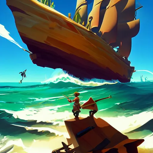 Image similar to painting treasure on sea of thieves game smooth median photoshop filter cutout vector, behance hd by jesper ejsing, by rhads, makoto shinkai and lois van baarle, ilya kuvshinov, rossdraws global illumination