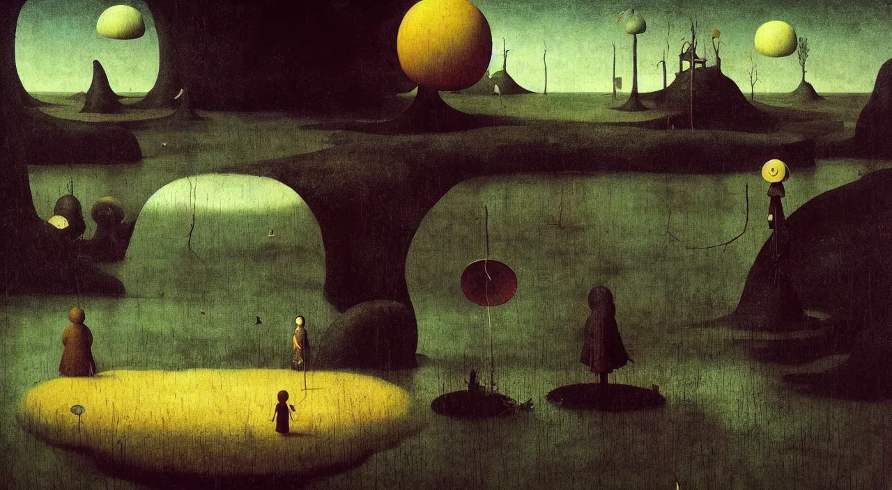 Prompt: single flooded simple!! round fungus pole, very coherent and colorful high contrast masterpiece by franz sedlacek hieronymus bosch dean ellis simon stalenhag rene magritte gediminas pranckevicius, dark shadows, sunny day, hard lighting