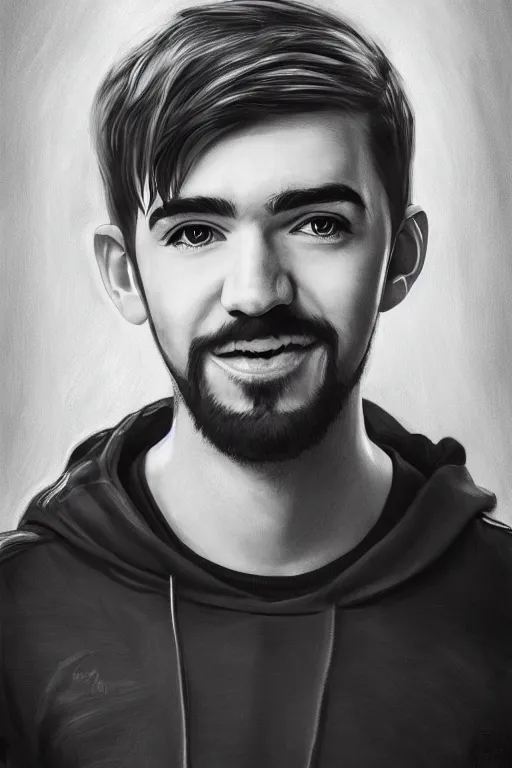 Image similar to Sean McLoughlin, Jacksepticeye, Irish Youtuber, solo portrait, gigachad, grayscale 🎨🖌️