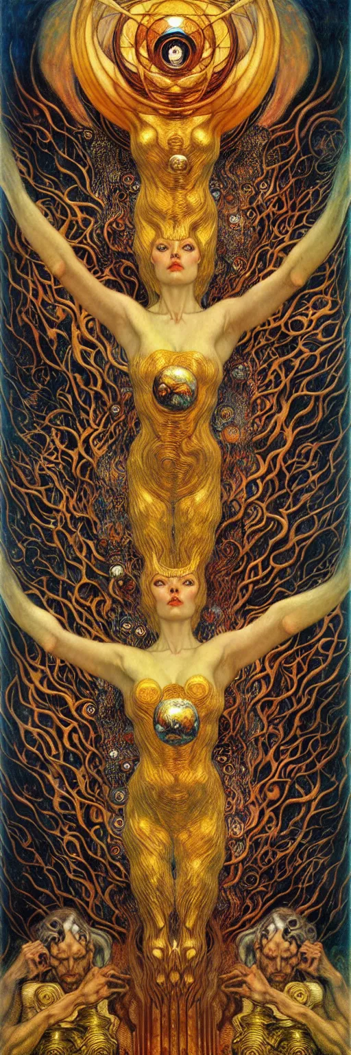 Image similar to Divine Chaos Engine by Karol Bak, Jean Delville, William Blake, Gustav Klimt, and Vincent Van Gogh, symbolist, visionary