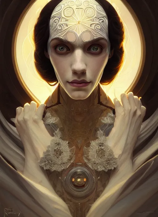 Image similar to symmetry!! portrait of coraline, intricate, elegant, highly detailed, my rendition, digital painting, artstation, concept art, smooth, sharp focus, illustration, art by artgerm and greg rutkowski and alphonse mucha