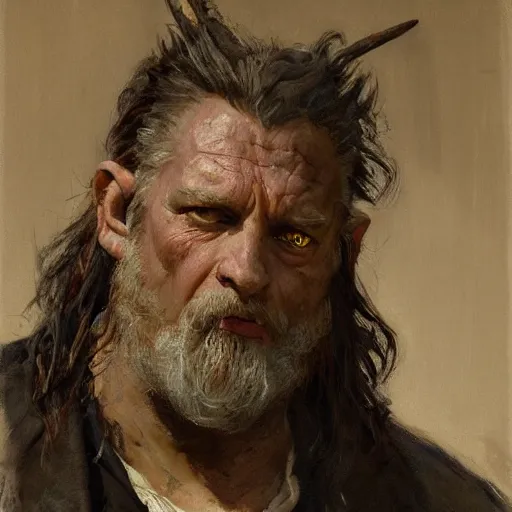 Prompt: Solomon Joseph Solomon and Richard Schmid and Jeremy Lipking victorian genre painting portrait painting of a old rugged dragon huge dragon from the hobbit , red background