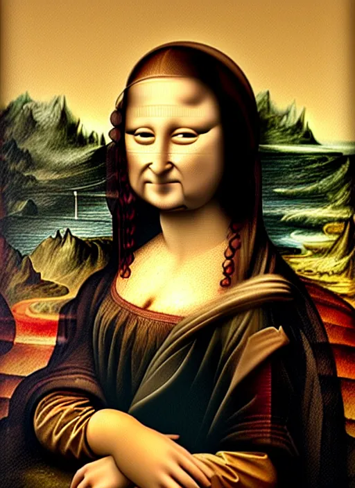 Prompt: Real life Mona Lisa, painted by Lucian Freud, highly detailed, 8k