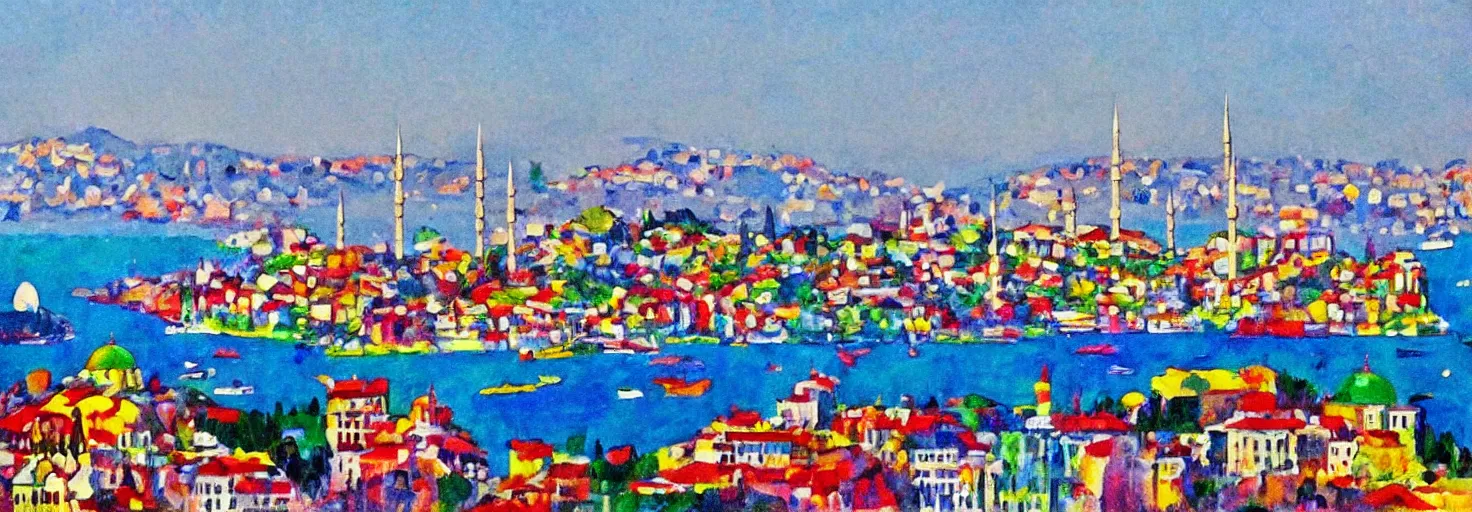 Prompt: Istanbul with a view on Bosporus in the style of Kandinsky