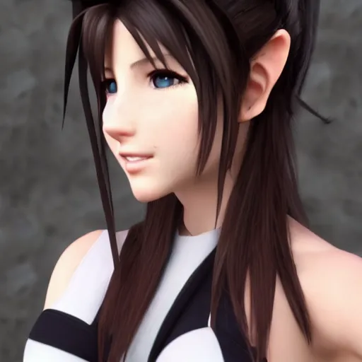 Image similar to aerith gainsborough mixed with tifa lockhart