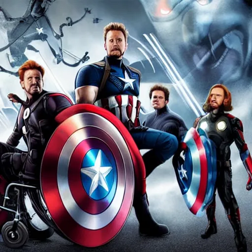 Prompt: the avengers but they are all in a wheelchair