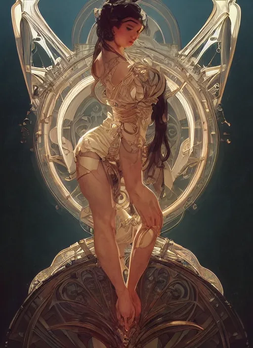 Image similar to mechanical humanoid, masterpiece, intricate, elegant, highly detailed, digital painting, artstation, concept art, smooth, sharp focus, illustration, art by artgerm and greg rutkowski and alphonse mucha and uang guangjian and gil elvgren and sachin teng, symmetry!!