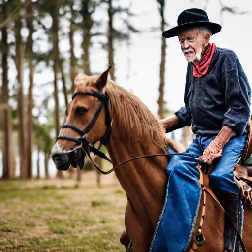 Image similar to portrait of an elderly man riding a fantastical creature, canon eos r 3, f / 1. 4, iso 2 0 0, 1 / 1 6 0 s, 8 k, raw, unedited, symmetrical balance, wide angle