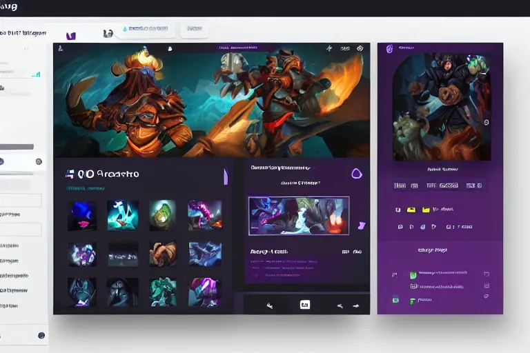 Image similar to plug on twitch channel on dota full ui ux design, trending on behance