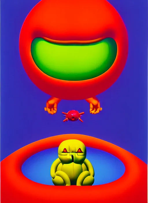 Prompt: inflated devil by shusei nagaoka, kaws, david rudnick, airbrush on canvas, pastell colours, cell shaded, 8 k