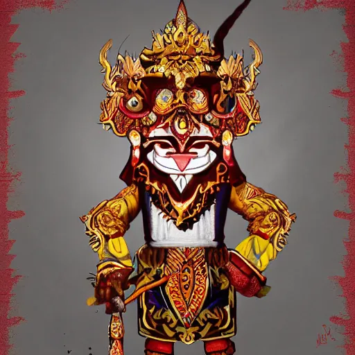 Image similar to barong bali, illustration, digital art, trending artstation