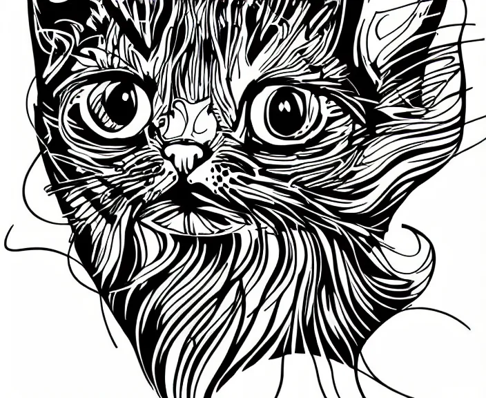 Prompt: Tattoo Stencil line sketch Stylized abstract kitten, very aesthetic