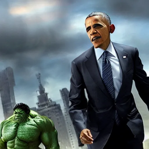 Image similar to Obama plays the Incredible Hulk in new ultra hd movie, IMAX